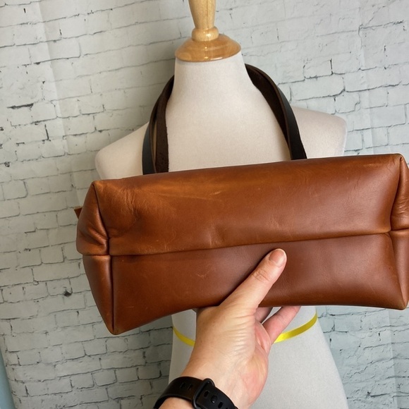 Portland Leather Goods Zip Top Tote Bag Leather Handbag Brown Medium Artisan - Picture 7 of 16